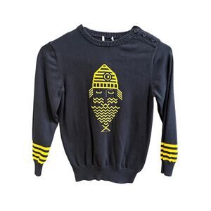 Cyrillus Navy Sweater with Fisherman, VGUC, Sz 8 (8C)